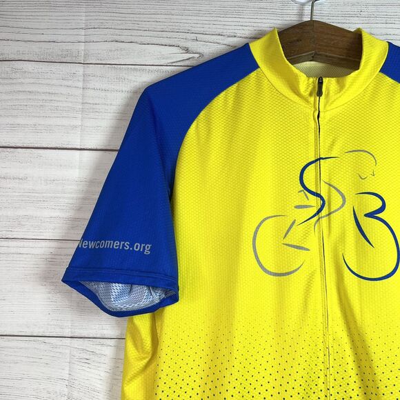 Santa Barbara Newcomers Club Mens Yellow Blue Cycling Jersey Outdoor Size XL - Picture 3 of 9